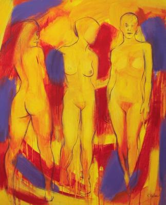3 figuren in rood/geel/paars 3 figuren in rood/geel/paars