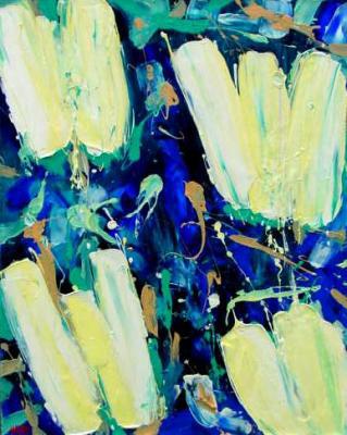 ~ 4 Witte Tulpen - Acrylverf op linnen (100x80) ~ ~ 4 Witte Tulpen - Acrylverf op linnen (100x80) ~