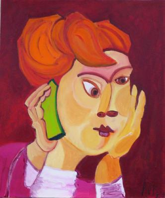 meisje met groene telefoon meisje met groene telefoon