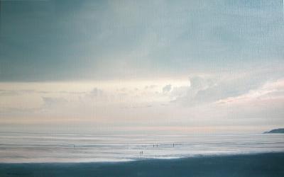 (117) strand met mensen, avond lucht (117) strand met mensen, avond lucht