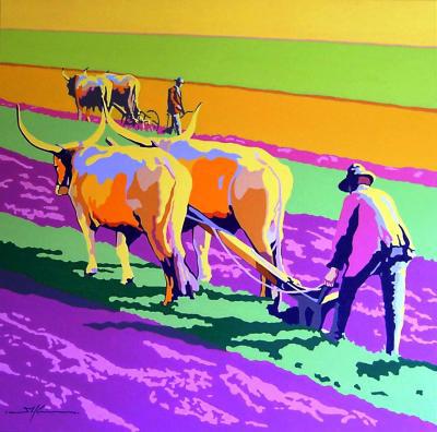 plowing oxen plowing oxen