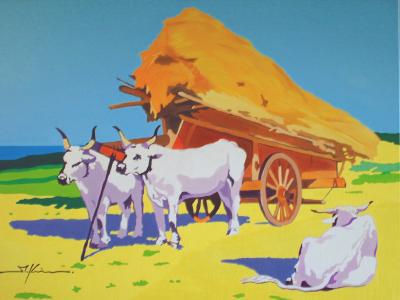three oxen and haycart three oxen and haycart
