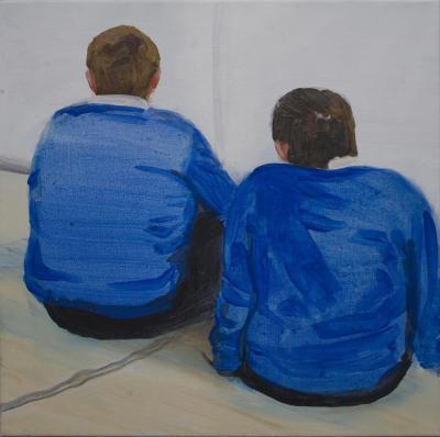 Two blue boys sitting Two blue boys sitting