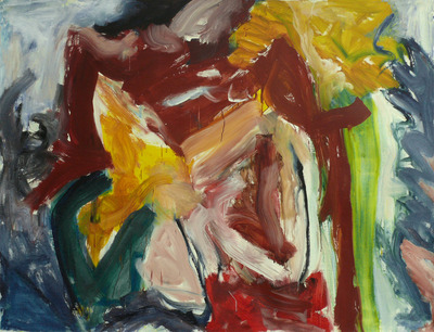 'Water-tulp' - groot abstract schilderij met dynamiek en energie 'Water-tulp' - groot abstract schilderij met dynamiek en energie