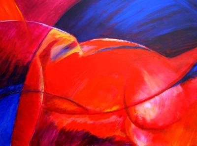 Vrouw in rood en blauw Vrouw in rood en blauw