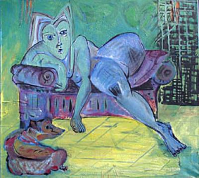 Vrouw op sofa Vrouw op sofa