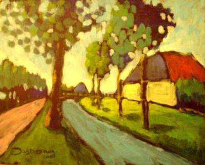 Landschap - origineel op linnen Landschap - origineel op linnen