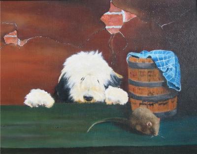 Hond met muis Hond met muis