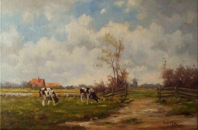 polderlandschap met vee -0408- polderlandschap met vee -0408-