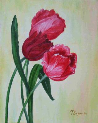 bloemen-realistisch: 3 Tulpen bloemen-realistisch: 3 Tulpen